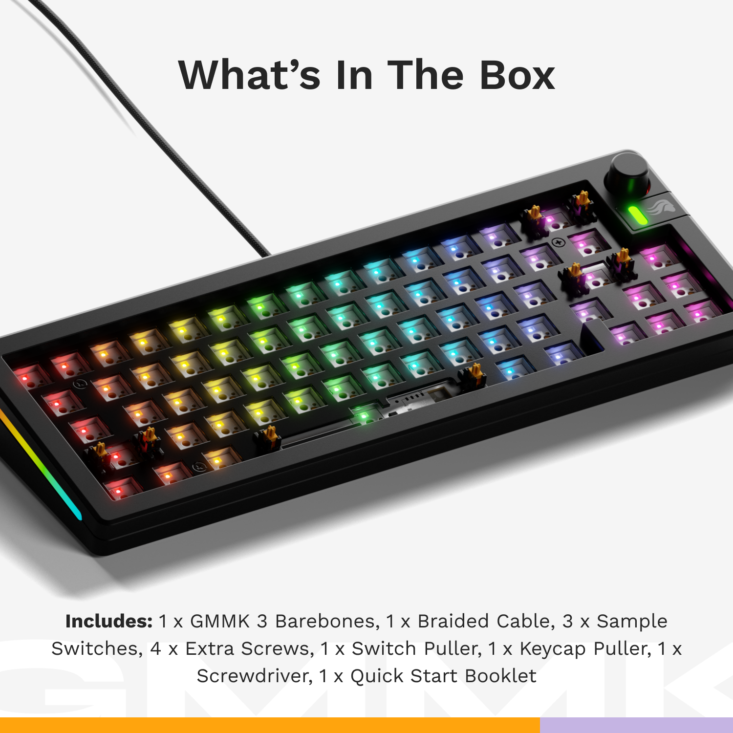 A large marketing image providing additional information about the product Glorious GMMK 3 Compact Mechanical Keyboard - Black (Barebones) - Additional alt info not provided